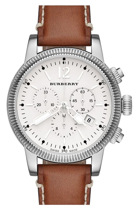 burberry round leather strap watch 42mm mens|burberry strap replacement for watch.